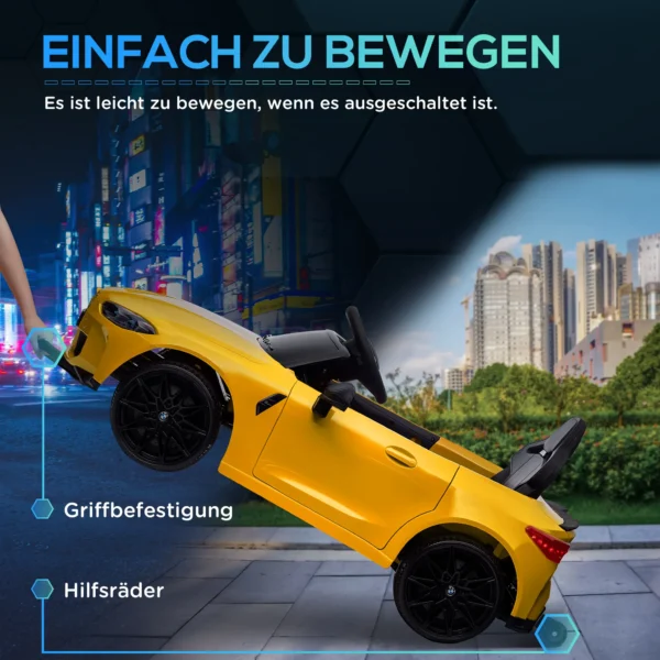 Aiyaplay kinder elektrische auto met 2,4g afstandsbediening en vering, elektrisch voertuig met mp3, usb en led lichten voor 3 6 jaar, geel 6