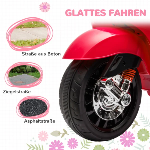Aiyaplay kinder elektrische motorfiets 6v met mp3 usb fm radio led koplampen trainingswielen 3 km/u voor kinderen 3 6 jaar rood 8