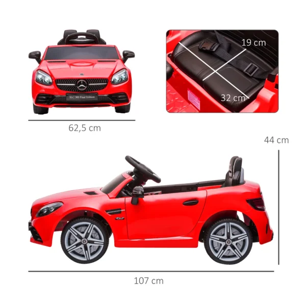 Aiyaplay kinderauto elektrisch, met 3 versnellingen, afstandsbediening, veiligheidsgordel, muziek usb, led koplampen, voor 3 6 jaar, draagvermogen 30 kg, rood 4