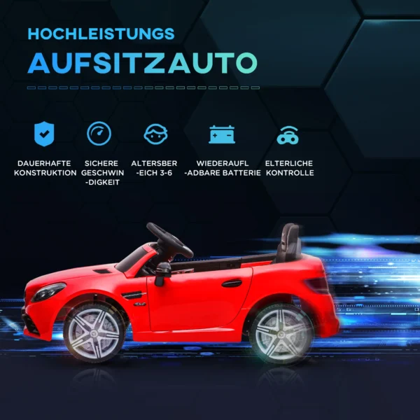 Aiyaplay kinderauto elektrisch, met 3 versnellingen, afstandsbediening, veiligheidsgordel, muziek usb, led koplampen, voor 3 6 jaar, draagvermogen 30 kg, rood 5