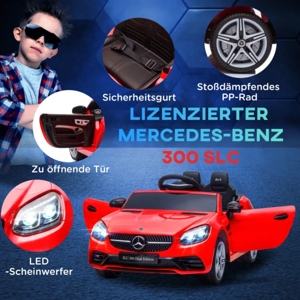Aiyaplay kinderauto elektrisch, met 3 versnellingen, afstandsbediening, veiligheidsgordel, muziek usb, led koplampen, voor 3 6 jaar, draagvermogen 30 kg, rood 7