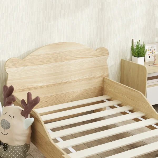 Aiyaplay kinderbed 143,5 x 80 cm huisbed gemaakt van massief hout jeugdbed met valbeveiliging, speelbed tot 80 kg belastbaar eenpersoonsbed met berenontwerp voor kinderkamer natuurhout 10