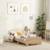 Aiyaplay kinderbed 143,5 x 80 cm huisbed gemaakt van massief hout jeugdbed met valbeveiliging, speelbed tot 80 kg belastbaar eenpersoonsbed met berenontwerp voor kinderkamer natuurhout 2