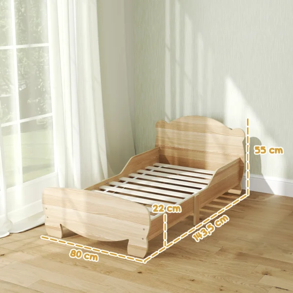 Aiyaplay kinderbed 143,5 x 80 cm huisbed gemaakt van massief hout jeugdbed met valbeveiliging, speelbed tot 80 kg belastbaar eenpersoonsbed met berenontwerp voor kinderkamer natuurhout 4