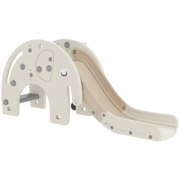 Aiyaplay kinderglijbaan, 3 in 1, peuterglijbaan met basketbalnet, glijbaan voor kinderen 1 tot 3 jaar, binnen, crèmewit 163 x 57 x 75 cm 1