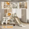 Aiyaplay kinderglijbaan, 7 in 1, peuterglijbaan met basketbalring, klimrek, telescoop, tunnel, platformgang, opbergmand, kinder speelplaats voor 1 tot 6 jaar kinderen 5