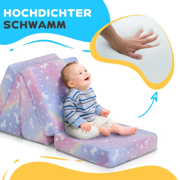 Aiyaplay kindersofa 5 delig. kindersofa gemaakt van schuim met ligfunctie, glanzende fluwelen look voor 2 3 kinderen in roze 7