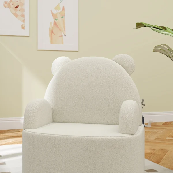 Aiyaplay kinderstoel teddyfleece in de vorm van een beer voor kinderen van 1,5 3 jaar, comfortabele kinderbank voor kinderkamer & speelkamer, beige 9