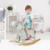 Aiyaplay schommeldier schommelelfant met geluidsfunctie en handvatten, baby schommeldier met pluche uiterlijk, voor 2 4 jaar kinderen, grijs 2