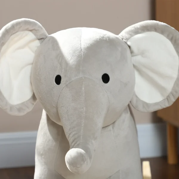 Aiyaplay schommeldier schommelelfant met geluidsfunctie en handvatten, baby schommeldier met pluche uiterlijk, voor 2 4 jaar kinderen, grijs 7