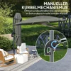 Alu ampelschirm led solar Ø300cm in hoogte verstelbaar zonnescherm met kruk stand uv50+ waterafstotend 360° draaibaar marktscherm kantelbaar tuinscherm zonwering voor tuin balkon donkergrijs 9