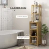 Badkamerkast van bamboe met kastvak en 3 open vakken, kantelbeveiliging, natuurhout voor moderne badkamer 5