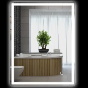 Badkamerspiegel met verlichting 90x70 cm led spiegel wandspiegel met geheugenfunctie 3 lichtkleuren anti condens lichtspiegel met touchschakelaar zilver 1