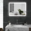 Badkamerspiegel met verlichting 90x70 cm led spiegel wandspiegel met geheugenfunctie 3 lichtkleuren anti condens lichtspiegel met touchschakelaar zilver 2