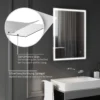 Badkamerspiegel met verlichting 90x70 cm led spiegel wandspiegel met geheugenfunctie 3 lichtkleuren anti condens lichtspiegel met touchschakelaar zilver 8