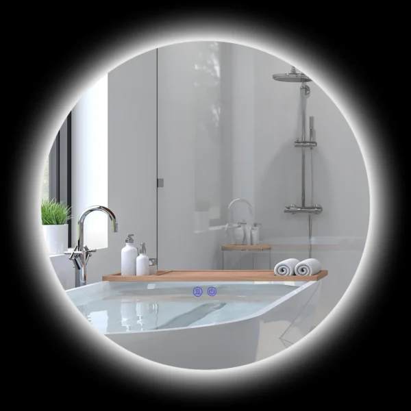Badkamerspiegel met verlichting Ø60 cm, wandspiegel met 3 lichtkleuren, ip44, touch schakelaar, geheugenfunctie, anti condens 1
