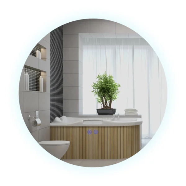 Badkamerspiegel met verlichting Ø60 cm, wandspiegel met 3 lichtkleuren, ip44, touch schakelaar, geheugenfunctie, anti condens 10
