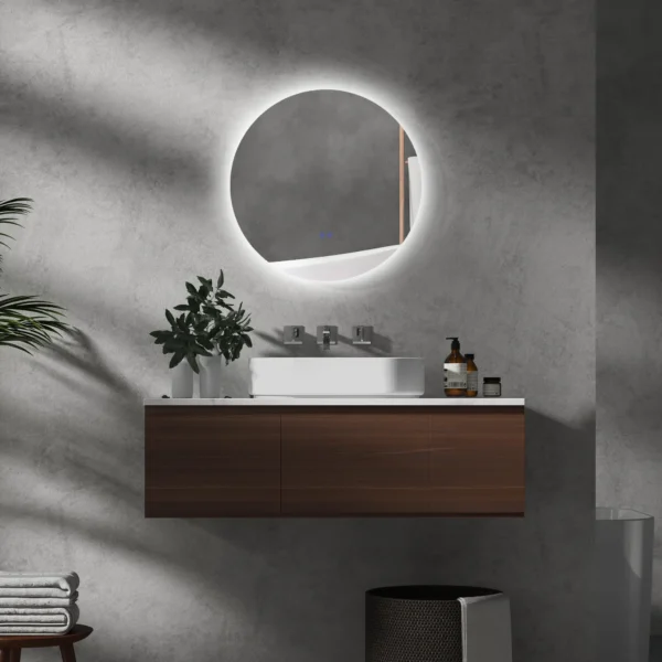 Badkamerspiegel met verlichting Ø60 cm, wandspiegel met 3 lichtkleuren, ip44, touch schakelaar, geheugenfunctie, anti condens 2