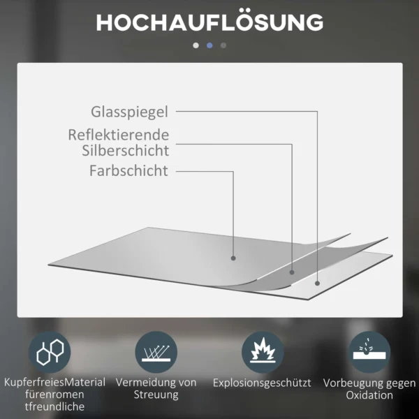 Badkamerspiegel met verlichting Ø60 cm, wandspiegel met 3 lichtkleuren, ip44, touch schakelaar, geheugenfunctie, anti condens 8