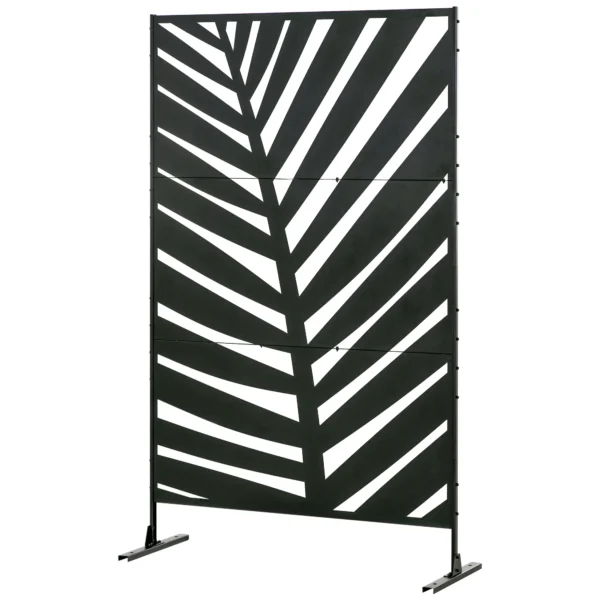 Balkon privacy scherm ruimteverdeler bananenbladpatroon 122x198cm staal zwart voor tuin terras & balkon 1