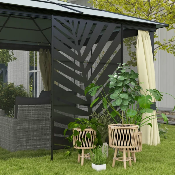 Balkon privacy scherm ruimteverdeler bananenbladpatroon 122x198cm staal zwart voor tuin terras & balkon 10