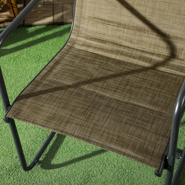 Balkonstoelen set van 2 met armleuningen, ademende hoes, stevig metalen frame, antislip voeten tot 130 kg, bruin 54x66,5x88 cm 10
