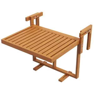 Balkontafel inklapbaar om op te hangen, in hoogte verstelbare hangtafel tot 20 kg belastbaar, vurenhout 68 x 65 cm in teak 1