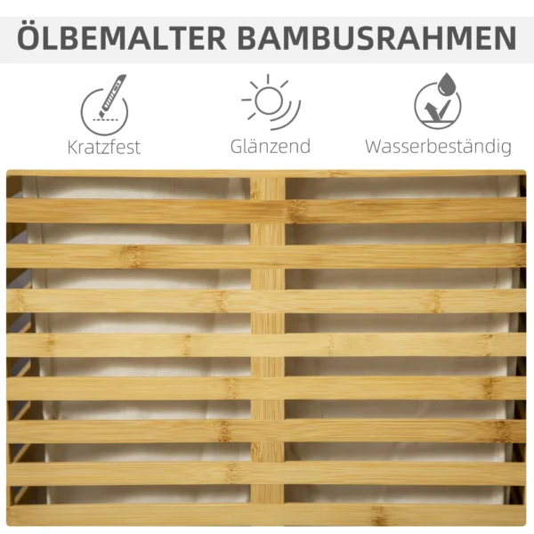 Bamboe wasmand met 63 l wasverzamelaar met deksel, uitneembare waszak, stang, wasmanden wasbox voor wasruimte slaapkamer badkamer natuurhout 7