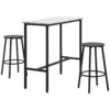 Bartafel met barkruk set, 3 delige bartafel set, eettafel met 2 barkrukken, eetgroep, staande tafel, keukentafel, staal, wit, zwart 1