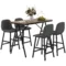 Bartafel met barkruk set, 5 delige eetgroep, keukentafel, bistrotafel met 4 stoelen, bartafel set voor keuken, woonkamer, staal, donkergrijs, 120 x 60 x 91 cm 1