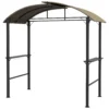 Bbq grillpaviljoen 1,1 x 2,3m weerbestendig met polyesterdak en zijplanken voor grills tot 100 cm staal khaki 1