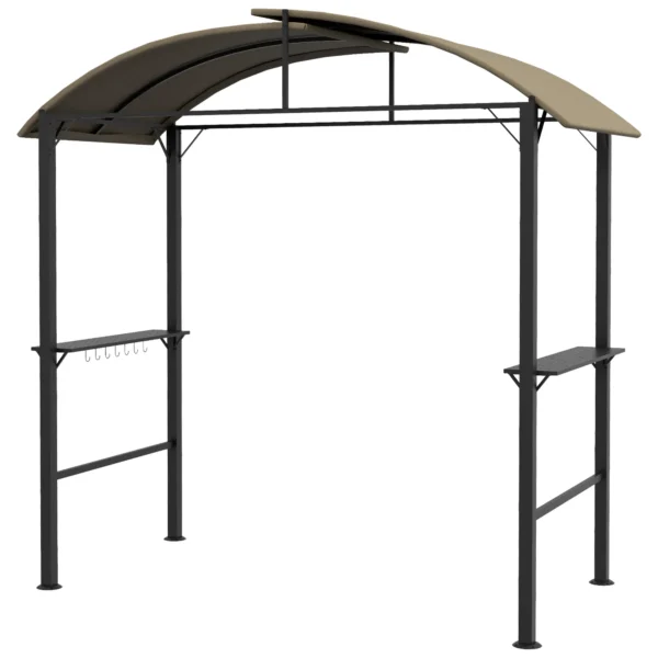 Bbq grillpaviljoen 1,1 x 2,3m weerbestendig met polyesterdak en zijplanken voor grills tot 100 cm staal khaki 1