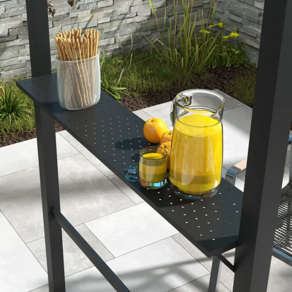 Bbq grillpaviljoen 1,1 x 2,3m weerbestendig met polyesterdak en zijplanken voor grills tot 100 cm staal khaki 10