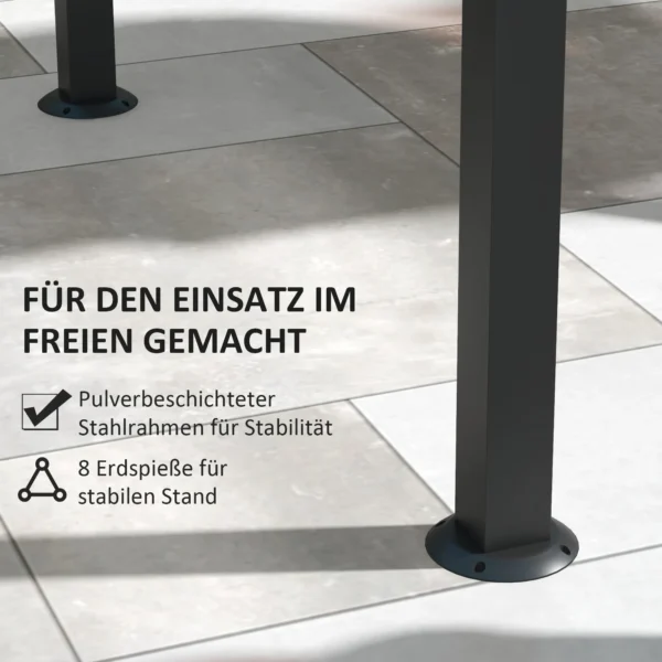 Bbq grillpaviljoen 1,1 x 2,3m weerbestendig met polyesterdak en zijplanken voor grills tot 100 cm staal khaki 7