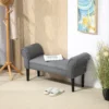 Bedbank, gestoffeerde bank, zitbank, gangbank voor slaapkamer, tot 130 kg belastbaar, zeildoek, donkergrijs, 102 x 36 x 51 cm 2
