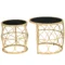 Bijzettafel 2 delige set rattan met glazen blad, stapelbaar in boho stijl, khaki, ideaal voor tuin & balkon 1
