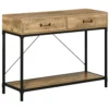 Bijzettafel console tafel entreetafel met 2 lades en onderste plank vintage bruin zwart 100x35x76,5 cm voor hal & woonkamer 1