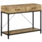 Bijzettafel console tafel entreetafel met 2 lades en onderste plank vintage bruin zwart 100x35x76,5 cm voor hal & woonkamer 1