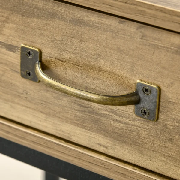Bijzettafel console tafel entreetafel met 2 lades en onderste plank vintage bruin zwart 100x35x76,5 cm voor hal & woonkamer 10