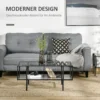 Bijzettafel glas salontafel met 3 planken, stalen frame zwart 100x55x45,5cm voor woonkamer & moderne inrichting 5