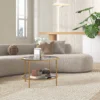 Bijzettafel rond salontafel met opbergruimte Ø60 x 43 cm, stalen frame, elegante koffietafel voor woonkamer & slaapkamer in goud 8