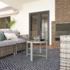 Bijzettafel tuintafel rond weerbestendig aluminium balkontafel met marmerlook campingtafel koffietafel voor woonkamer kantoor buiten binnen grijs 8