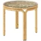 Bijzettafel van polyrattan ronde salontafel met glazen tafelblad nachtkastje tuintafel tuinmeubilair koffietafel sofatafel voor woonkamer tuin terras balkon, Ø50 cm geel 1