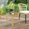 Bijzettafel van polyrattan ronde salontafel met glazen tafelblad nachtkastje tuintafel tuinmeubilair koffietafel sofatafel voor woonkamer tuin terras balkon, Ø50 cm geel 2