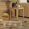 Bijzettafel van polyrattan ronde salontafel met glazen tafelblad nachtkastje tuintafel tuinmeubilair koffietafel sofatafel voor woonkamer tuin terras balkon, Ø50 cm geel 5