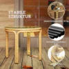 Bijzettafel van polyrattan ronde salontafel met glazen tafelblad nachtkastje tuintafel tuinmeubilair koffietafel sofatafel voor woonkamer tuin terras balkon, Ø50 cm geel 6