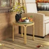 Bijzettafel van polyrattan ronde salontafel met glazen tafelblad nachtkastje tuintafel tuinmeubilair koffietafel sofatafel voor woonkamer tuin terras balkon, Ø50 cm geel 8