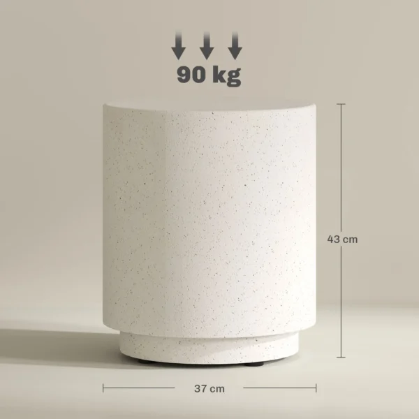 Bijzettafel woonkamertafel met steen look, salontafel, sofatafel, koffietafel voor woonkamer, tuin Ø37 x 43 cm, crèmewit 4