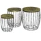 Bijzettafels 3 delige set retro stijl metalen mand natuur+zwart 3 maten 1