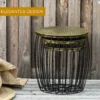 Bijzettafels 3 delige set retro stijl metalen mand natuur+zwart 3 maten 5